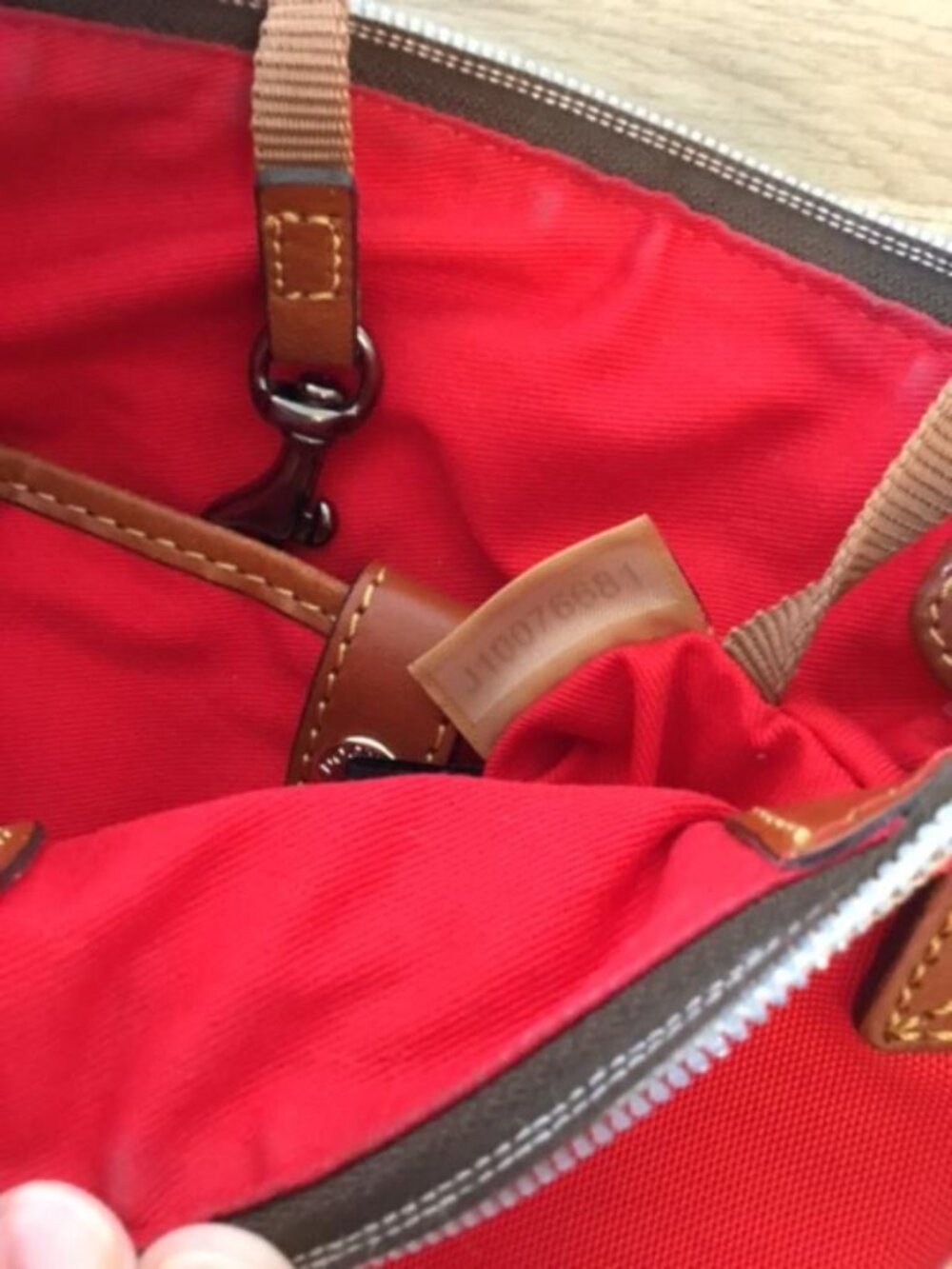 Dooney & Bourke Red Nylon Canvas Crossbody with Leather Trim & Zipper Closure - Picture 9 of 11